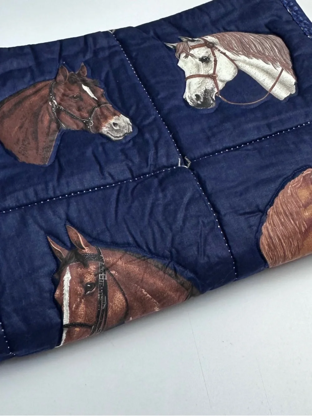 Horse Quilt Throw Blanket Cranston Equestrian Reversible Size 52 x 43 inches